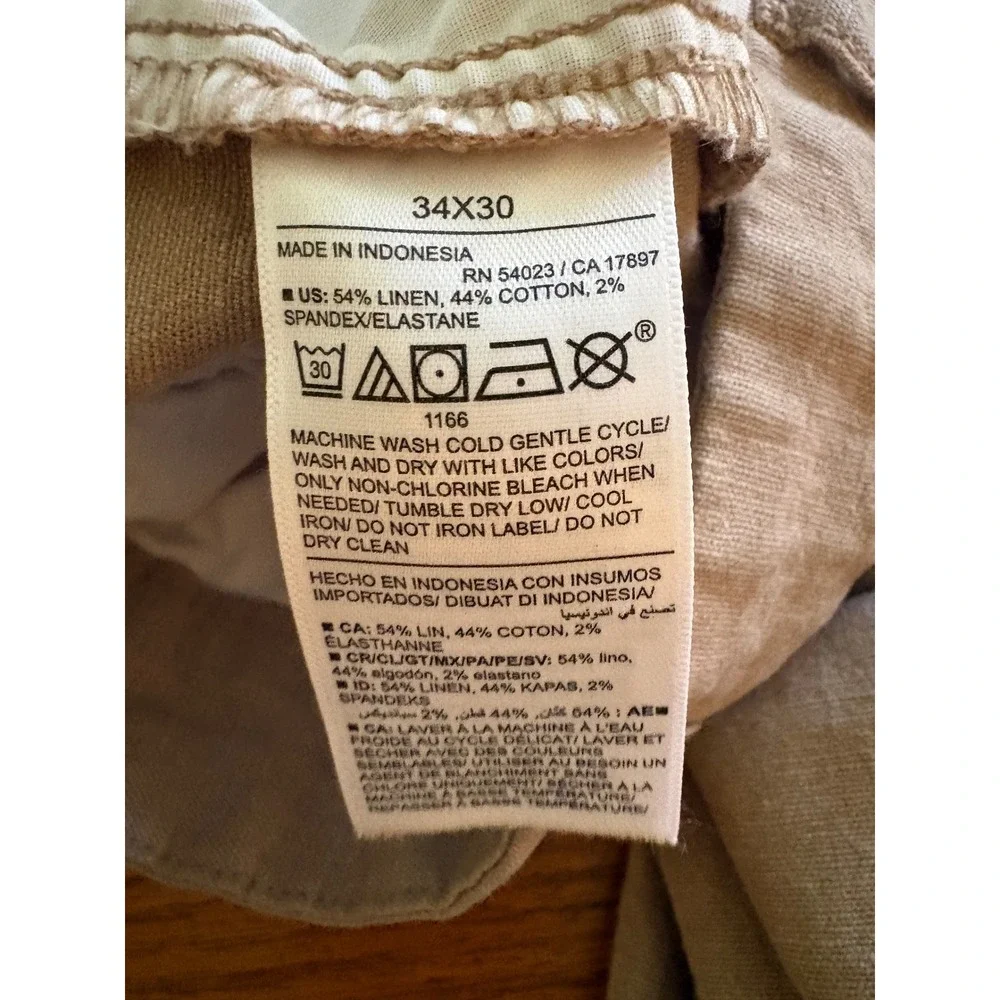 Old Navy Rotation Slim Linen Blend Pants Pale Khaki 34x30 Mens Pale Khaki Preppy